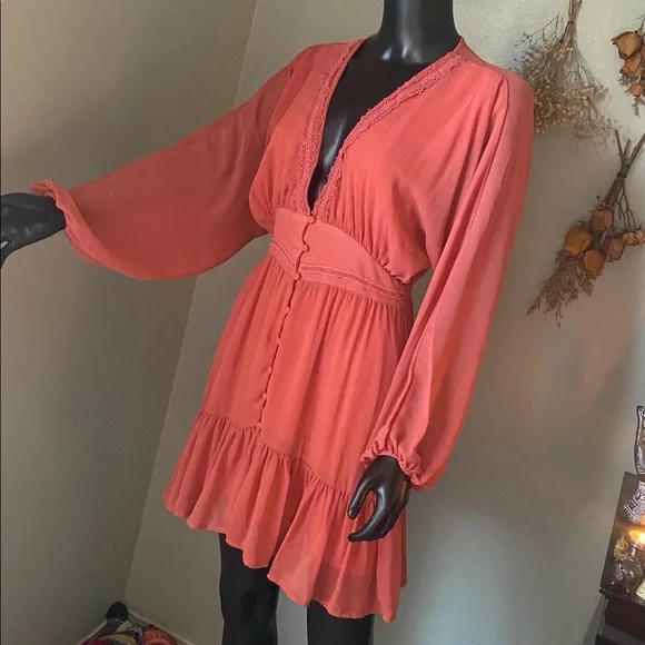 Vici Terracotta Button-Down Darling Cute Dress - Picture 6 of 13